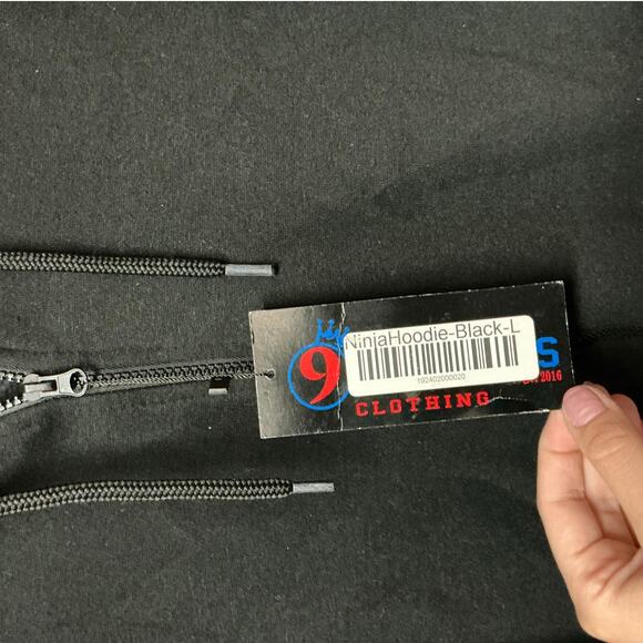 9 Crowns Men’s Fleece Full-Zip Ninja Hoodie Black Size L - Picture 5 of 9